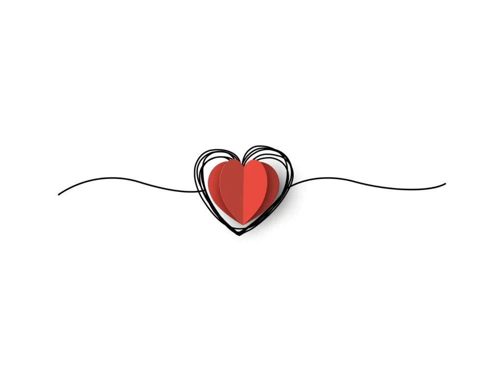 A red heart is drawn on the side of a wire.