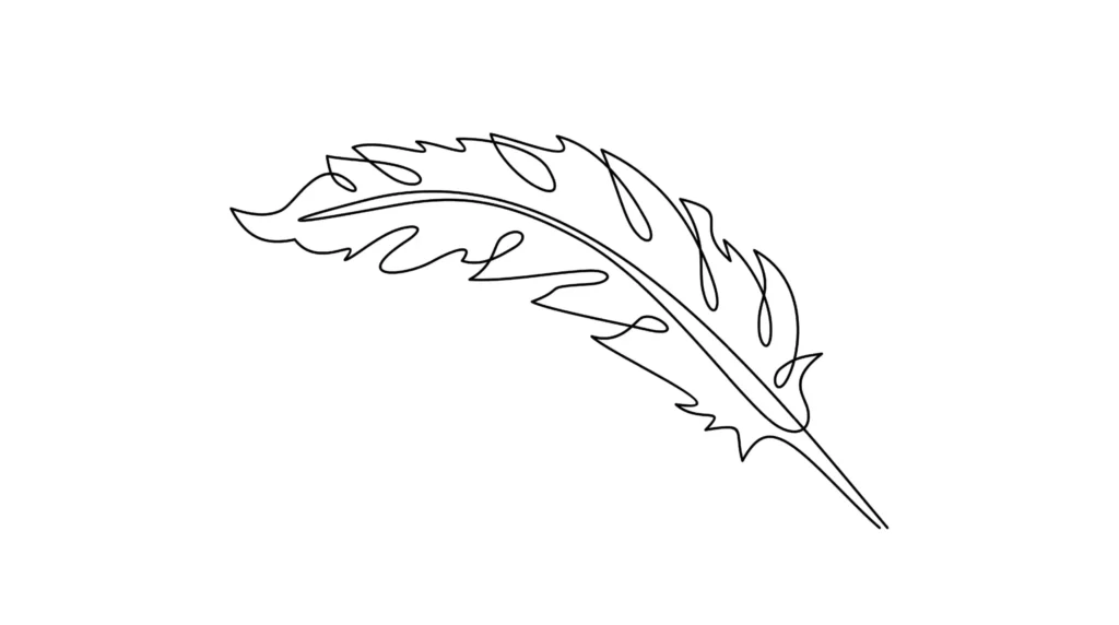 A drawing of a leaf on a white background